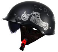 German Style Motorcycle Half Helmet DOT Approved, Lightweight Retro Open Face Half Shell Helmets, Skull Cap Helmets for Men Women, for Cruiser Scooter Chopper Moped Street Bike 4,M=56-58cm