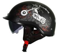 German Style Motorcycle Half Helmet DOT Approved, Lightweight Retro Open Face Half Shell Helmets, Skull Cap Helmets for Men Women, for Cruiser Scooter Chopper Moped Street Bike 10,XL=61-62cm