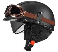 German Style Motorcycle Half Helmet Skull Cap Helmets, Cruiser helmet with Goggles, Retro Scooter Helmet for Men Women, Moped Helmet, Baseball Cap Helmets Approved by DOT 14,M=56-58cm