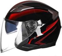 German Style Motorcycle Half Helmet, Vintage DOT/ECE Approved Open Face Motorbike Helmet with Adjustable Quick Release Buckle, Retro Scooter Crash Helmet for Adult Men and Women 6,L