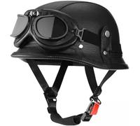 German Style Motorcycle Half Helmet, Vintage DOT/ECE Approved Open Face Motorbike Helmet with Adjustable Quick Release Buckle, Retro Scooter Crash Helmet for Adult Men and Women 4,XXL