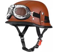 German Style Motorcycle Half Helmet, Vintage DOT/ECE Approved Open Face Motorbike Helmet with Adjustable Quick Release Buckle, Retro Scooter Crash Helmet for Adult Men and Women 5,XL