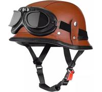 German Style Motorcycle Half Helmet, Vintage DOT/ECE Approved Open Face Motorbike Helmet with Adjustable Quick Release Buckle, Retro Scooter Crash Helmet for Adult Men and Women 1,XXL