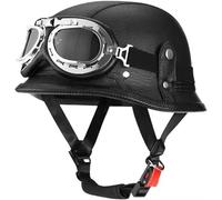 German Style Motorcycle Half Helmet, Vintage DOT/ECE Approved Open Face Motorbike Helmet with Adjustable Quick Release Buckle, Retro Scooter Crash Helmet for Adult Men and Women 3,XL