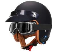 German Style Motorcycle Helmet DOT Approved Men Women Half Helmets Skull Cap Half Shell Helmets with Goggles, Motocross Helmet with Bluetooth, for Cruiser Moped Scooter Chopper 20,L=59-60cm
