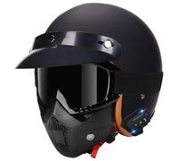 German Style Motorcycle Helmet DOT Approved Men Women Half Helmets Skull Cap Half Shell Helmets with Goggles, Motocross Helmet with Bluetooth, for Cruiser Moped Scooter Chopper 25,M=57-58cm