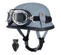German-style motorcycle helmet, ECE-certified vintage jet helmet with quick-release buckle, breathable lining, and visor, unisex C,2XL61-62CM