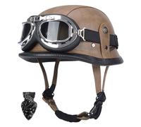 German-style motorcycle helmet, ECE-certified vintage jet helmet with quick-release buckle, breathable lining, and visor, unisex A,3XL63-65CM