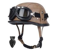 German-style motorcycle helmet, ECE-certified vintage jet helmet with quick-release buckle, breathable lining, and visor, unisex B,3XL63-65CM