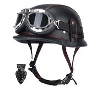 German-style motorcycle helmet, ECE-certified vintage jet helmet with quick-release buckle, breathable lining, and visor, unisex I,3XL63-65CM