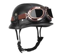 German Style Motorcycle Helmet - Half Face Scooter Headgear, Durable Protective Design, Lightweight Safety Accessory | Motorbike Helmet for Adults Riding Touring, Protective Gear for Cruiser Bikes