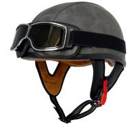 German Style Motorcycle Helmet, Motorcycle Open Face Helmet, Skull Cap Helmets with Goggles, Men Women Motocross Helmets DOT Approved for Street Cruiser Moped Scooter Chopper 6,M=56-58cm