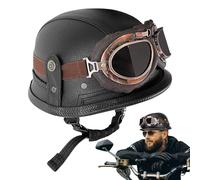 German Style Motorcycle Helmet - Protective Scooter Helmet, Retro Half Face Headgear with Quick-Release Buckle, Vintage Biker Skull Cap, Cruiser Safety Accessory for Adults Urban Commuting