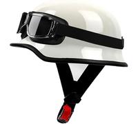 German Style Motorcycle Helmet, Thin Skull Cap Half Helmet for Adult Men Women, Novelty DOT Half Shell Helmet, Retro Half Face Helmet for Cruiser Scooter Chopper A3,XXL/(63~64cm)