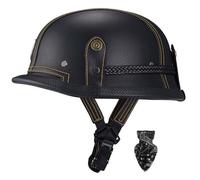German style motorcycle helmet, vintage motorcycle half helmet, ECE certified vintage jet helmet with quick release buckle, breathable lining, unisex A,L57-60CM