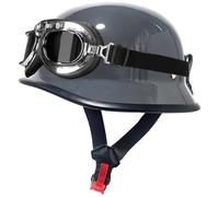 German Style Motorcycle Helmets, Men Women Half Helmet, Skull Cap Helmets with Goggles, Motorcycle Open Face Helmet DOT Approved for Street Cruiser Moped Scooter Chopper Unisex 13,XL=61-62cm