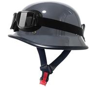 German Style Motorcycle Helmets, Men Women Half Helmet, Skull Cap Helmets with Goggles, Motorcycle Open Face Helmet DOT Approved for Street Cruiser Moped Scooter Chopper Unisex 15,XL=61-62cm