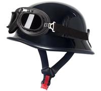 German Style Motorcycle Helmets, Men Women Half Helmet, Skull Cap Helmets with Goggles, Motorcycle Open Face Helmet DOT Approved for Street Cruiser Moped Scooter Chopper Unisex 3,M=56-58cm