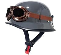 German Style Motorcycle Helmets, Men Women Half Helmet, Skull Cap Helmets with Goggles, Motorcycle Open Face Helmet DOT Approved for Street Cruiser Moped Scooter Chopper Unisex 12,3XL=65-66cm
