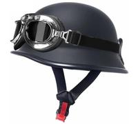 German Style Motorcycle Helmets, Men Women Half Helmet, Skull Cap Helmets with Goggles, Motorcycle Open Face Helmet DOT Approved for Street Cruiser Moped Scooter Chopper Unisex 6,XL=61-62cm