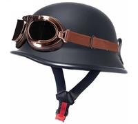 German Style Motorcycle Helmets, Men Women Half Helmet, Skull Cap Helmets with Goggles, Motorcycle Open Face Helmet DOT Approved for Street Cruiser Moped Scooter Chopper Unisex 5,M=56-58cm