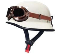 German Style Motorcycle Helmets, Men Women Half Helmet, Skull Cap Helmets with Goggles, Motorcycle Open Face Helmet DOT Approved for Street Cruiser Moped Scooter Chopper Unisex 8,L=59-60cm