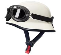 German Style Motorcycle Helmets, Men Women Half Helmet, Skull Cap Helmets with Goggles, Motorcycle Open Face Helmet DOT Approved for Street Cruiser Moped Scooter Chopper Unisex 10,M=56-58cm