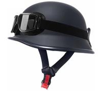 German Style Motorcycle Helmets, Men Women Half Helmet, Skull Cap Helmets with Goggles, Motorcycle Open Face Helmet DOT Approved for Street Cruiser Moped Scooter Chopper Unisex 7,2XL=63-64cm