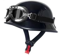 German Style Motorcycle Helmets, Men Women Half Helmet, Skull Cap Helmets with Goggles, Motorcycle Open Face Helmet DOT Approved for Street Cruiser Moped Scooter Chopper Unisex 2,2XL=63-64cm