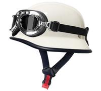German Style Motorcycle Helmets, Men Women Half Helmet, Skull Cap Helmets with Goggles, Motorcycle Open Face Helmet DOT Approved for Street Cruiser Moped Scooter Chopper Unisex 9,XL=61-62cm