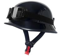 German Style Motorcycle Helmets, Men Women Half Helmet, Skull Cap Helmets with Goggles, Motorcycle Open Face Helmet DOT Approved for Street Cruiser Moped Scooter Chopper Unisex 4,M=56-58cm