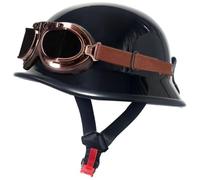 German Style Motorcycle Helmets, Men Women Half Helmet, Skull Cap Helmets with Goggles, Motorcycle Open Face Helmet DOT Approved for Street Cruiser Moped Scooter Chopper Unisex 1,XL=61-62cm