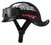 German Style Motorcycle Helmets, Motorcycle Half Helmets with Goggles, Retro Half Shell Helmets for Men Women, Jet motorcycle helmet DOT Approved for Moped Cruiser Scooter 2,M=56-58cm