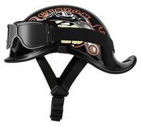 German Style Motorcycle Helmets, Motorcycle Half Helmets with Goggles, Retro Half Shell Helmets for Men Women, Jet motorcycle helmet DOT Approved for Moped Cruiser Scooter 8,L=59-60cm