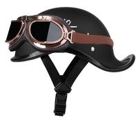 German Style Motorcycle Helmets, Motorcycle Half Helmets with Goggles, Retro Half Shell Helmets for Men Women, Jet motorcycle helmet DOT Approved for Moped Cruiser Scooter 5,XL=61-62cm