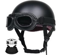 German Style Motorcycle Helmets, Retro Half Helmet, DOT Approved Adult Men Women Vintage Half Face Helmet, with Goggles, for Moped Bike Cruiser Scooter Chopper 3,M/(57~58cm)