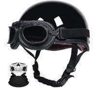 German Style Motorcycle Helmets, Retro Half Helmet, DOT Approved Adult Men Women Vintage Half Face Helmet, with Goggles, for Moped Bike Cruiser Scooter Chopper 1,XL/(61~62cm)