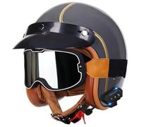 German Style Motorcycle Helmets With Bluetooth Retro Motorcycle Half Helmet, Skull Cap Helmets for Men Women Vintage Jet motorcycle helmets Approved DOT Scooter Helmets for men 3,S=55-56cm