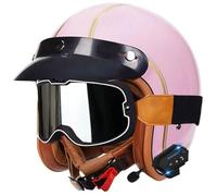 German Style Motorcycle Helmets With Bluetooth Retro Motorcycle Half Helmet, Skull Cap Helmets for Men Women Vintage Jet motorcycle helmets Approved DOT Scooter Helmets for men 9,L=59-60cm