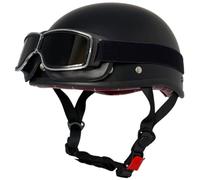 German Style Motorcycle Helmets with Goggles, Retro Half Helmet for Men Women, Vintage Skull Cap Open Face Helmets DOT Approved, Moped Helmet, for Cruiser Scooter Chopper 2,M=56-58cm
