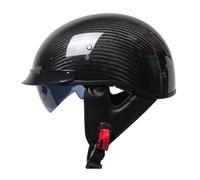 German Style Motorcycle Helmets with Visor Retro Half Face Open Face Motorbike Helmet Carbon Fiber Scooter Half Helmets DOTECE Approved for Adults Unisex All Season Style E,L:59-60CM