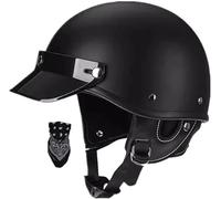 German Style Motorcycle Retro Half Helmet DOT/ECE Approved, Vintage Open Face Motorbike Helmet with Adjustable D Release Buckle for Chopper Cruiser Street Scooter 4,L