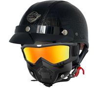 German Style Motorcycle Retro Half Helmet DOT/ECE Approved, Vintage Open Face Motorbike Helmet with Adjustable Quick Release Buckle for Chopper Cruiser Street Scooter 4,M