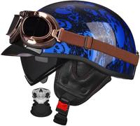 German Style Motorcycle Retro Half Helmet ECE Approved, Vintage Open Face Motorbike Helmet with Adjustable Quick Release Buckle for Chopper Cruiser Street Scooter S-XXL 8,XL