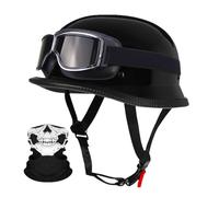German Style Motorcycle Retro Half Helmet ECE Approved, Vintage Open Face Motorbike Helmet with Adjustable Quick Release Buckle for Chopper Cruiser Street Scooter (22.4-25.2in)