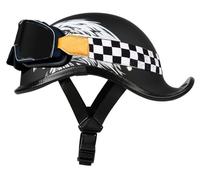 German Style Retro Half Helmet, Motorcycle Open Face Helmets, Moped Helmet for Unisex, Skull Cap Helmets Approved by DOT Motocross Helmets for men, for Cruiser Scooter Chopper 2,L=59-60cm