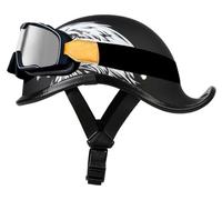 German Style Retro Half Helmet, Motorcycle Open Face Helmets, Moped Helmet for Unisex, Skull Cap Helmets Approved by DOT Motocross Helmets for men, for Cruiser Scooter Chopper 1,L=59-60cm