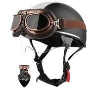 German Style Retro Motorcycle Half Helmet for Adults - ECE 22.06 Approved, Lightweight 650g Open Face Motorbike Helmet with Quick Release Removable Liner (F, S 54-55CM)