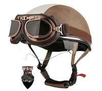 German Style Retro Motorcycle Half Helmet for Adults - ECE 22.06 Approved, Lightweight 650g Open Face Motorbike Helmet with Quick Release Removable Liner (L, XXL 62-63CM)