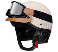 German Style Retro Open Face Helmets, Motorcycle Half Helmets with Goggles, Moped Helmet for Men Women, Jet motorcycle helmet Motocross Helmets Approved DOT for Cruiser Scooter 16,One size=58-62cm